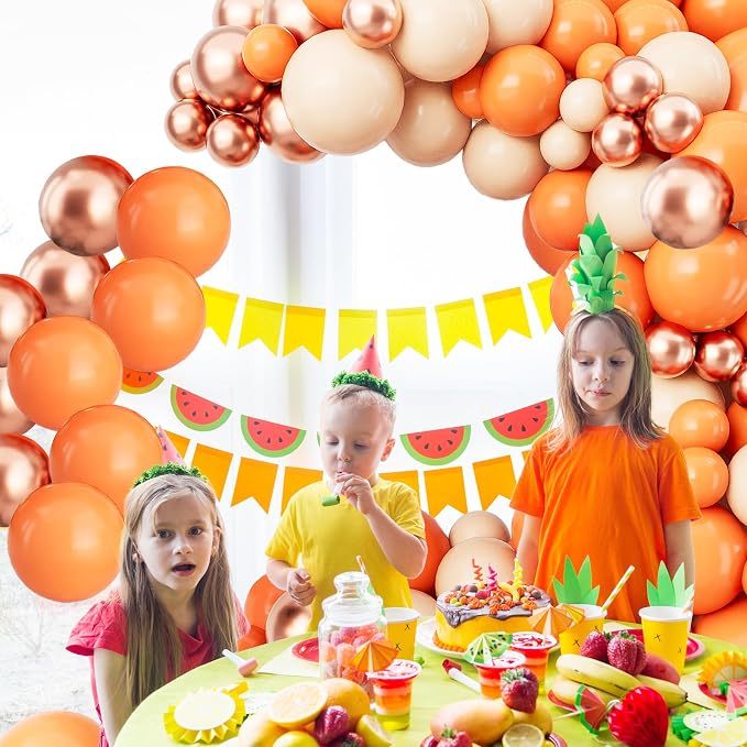 Orange Balloon Arch Garland Kit-Macaron Orange Balloon Latex Metallic Rose Gold 122Pcs for Baby Shower,Thanksgiving,Birthday,Wedding,Graduation,New Years Decoration.