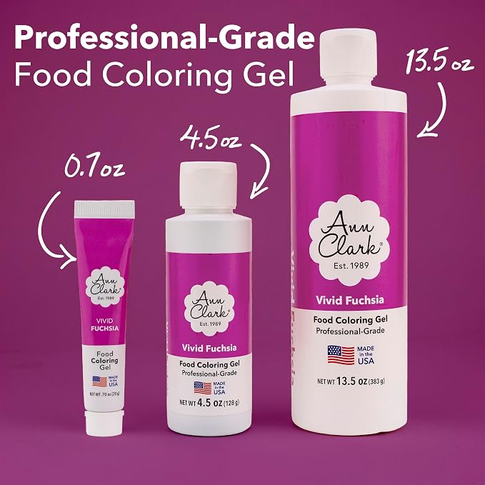 Ann Clark Vivid Fuchsia Food Coloring Gel .70 oz. Professional Grade Made in USA