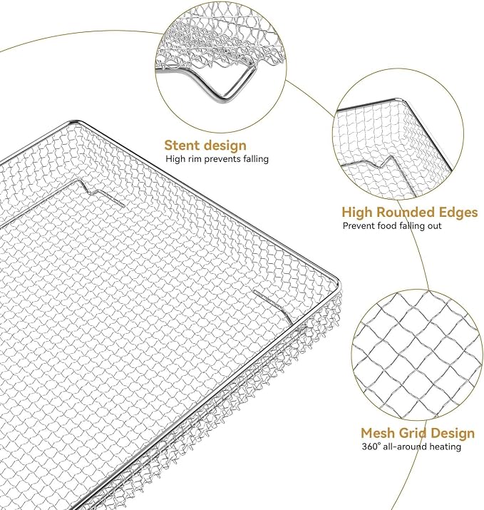 3PCS Air Fryer Replacement Tray for Cuisinar TOA-060/065 Toaster Oven Parts | Air Fryer Tray and Basket for Oven, Steel Baking Sheet Pan with Wire Rack Accessories for Cooking Bread and Broiling,NonStick