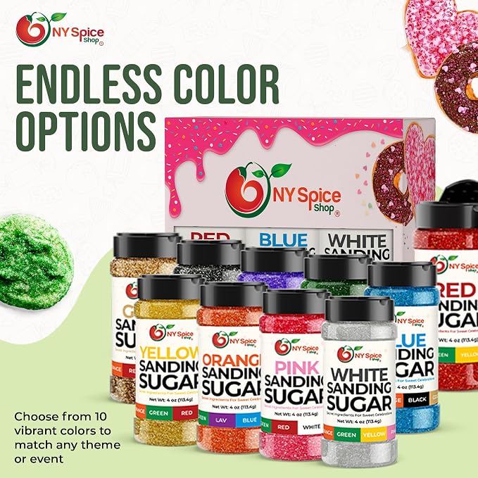 NY Spice Shop Green Sanding Sugar - 4 Ounce Edible Holiday Sprinkles for Cake Decorating, Cupcakes & Cookies - Festive Baking Decorations for Desserts, Candy Dishes & Gift Treats