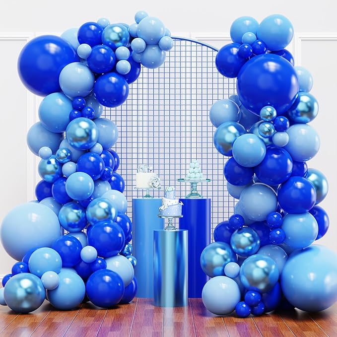 YMSZ Blue Balloon Garland Arch Kit, Navy Blue Balloons Metallic Blue Balloon for Birthday, Baby Shower, 2026 Graduation, Anniversary Party Decorations