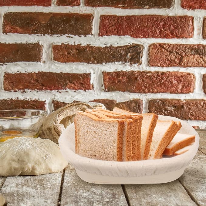 2 Pcs Bread Proofing Basket Cloth Liner Baking Dough Basket Cover Natural Rattan Banneton Proofing Cloth for Bakery Home Baking, oval about 10 × 6 inch