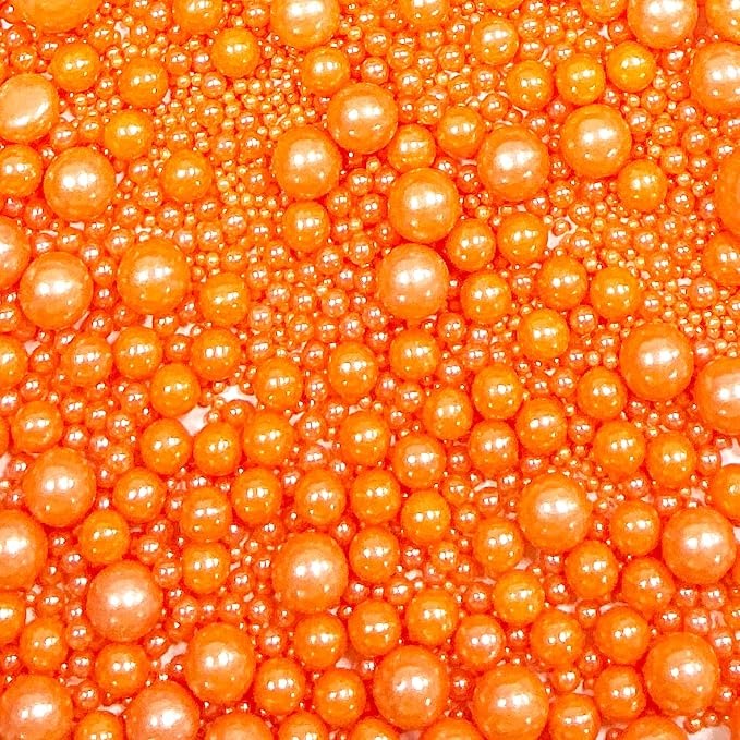 Sprinkles Edible Orange Pearl Sugar Sprinkles Candy 142g/5.01oz Mix Size Orange Pearls Baking Cupcake Toppers Cookie Ice Cream Decorations for Wedding Parties Valentines Day Halloween Christmas
