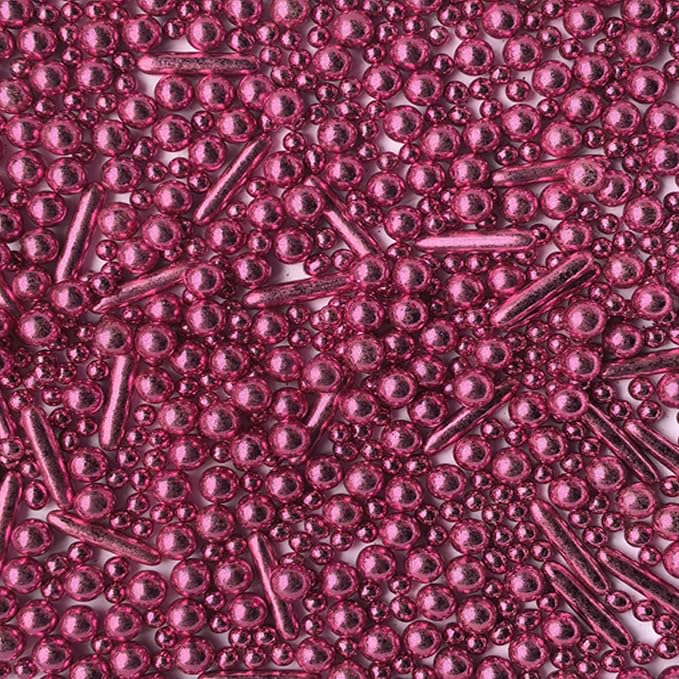 Sprinkles Pink Pearl Sugar Candy Mix Size Baking Cake Decorations Cupcake Toppers Celebrations Shaker Jar Wedding Shower Party (120g/4.2oz）