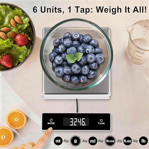 THINKSCALE Digital Kitchen Scale, 11lb/5kg Food Scale with Pull-Out Display, 1g/0.01oz Precision Digital Grams and Ounces for Weight Loss, Baking, Cooking, Keto and Meal Prep, LCD Display
