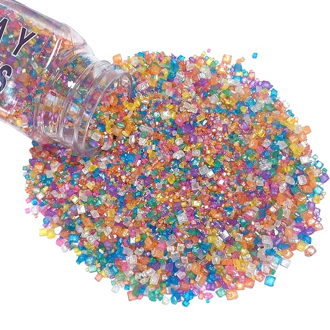 Sentovac Colored Sugar Crystals for Baking Edible Rainbow Coarse Large Crystals Sparkling Sugar Sprinkles for Baking Topping Cake Cookie Cupcake Topper Ice Cream Decoration Supplies