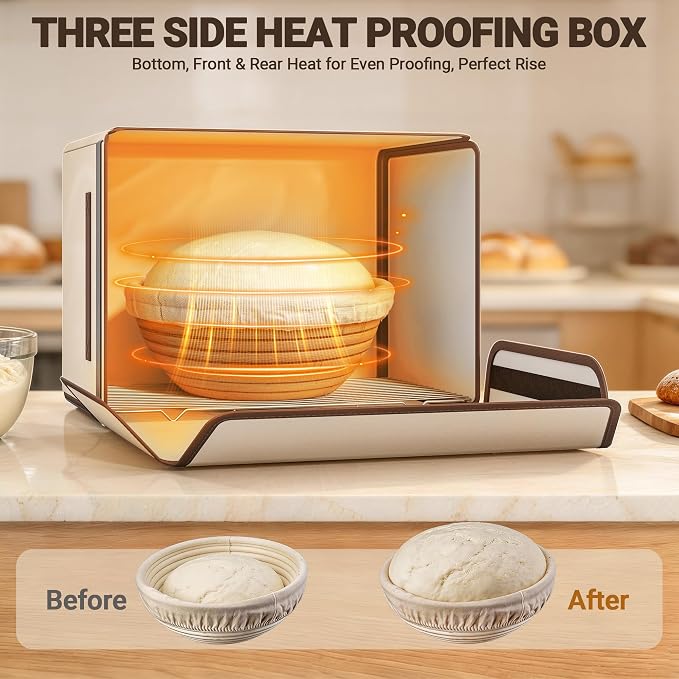 Foldable Bread Proofing Box, Precise Temperature Control Dough Proofer with 99H Timer, 36L Large Capacity Fermentation Chamber for Perfect Sourdough, Yogurt & Pizza, Space-Saving Storage