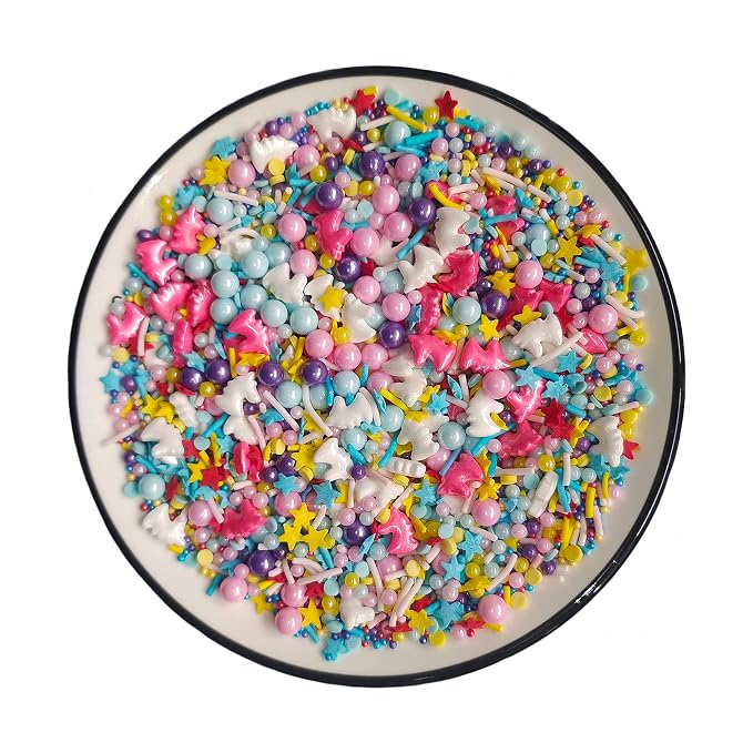 Sentovac Edible Unicorn Mix Sprinkles for Decorating | Edible Cake Cupcake Sprinkles 1 Bottle 3.35oz/ 95g | Cookie and Ice Cream Topper Decorations