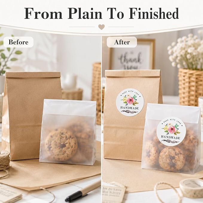 Handmade Goods Packaging Seal Stickers: 120 Pcs Floral Labels | 1.6 Inch Paper Stickers For Handmade Goods Small Business And Bakery Packaging