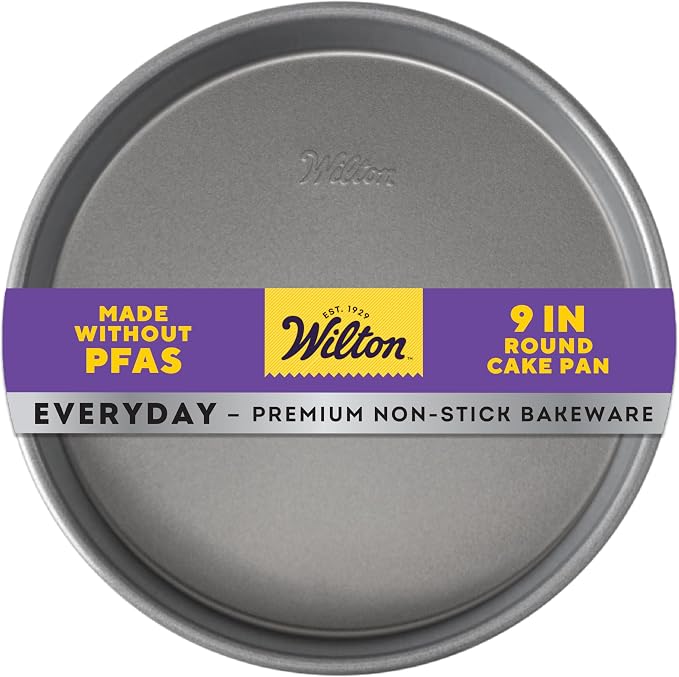 Wilton Everyday Non Stick Round Cake Pan, Easy Release Bakeware for Layer Cakes, Cheesecake and Everyday Baking, Aluminized Steel, 9 Inch