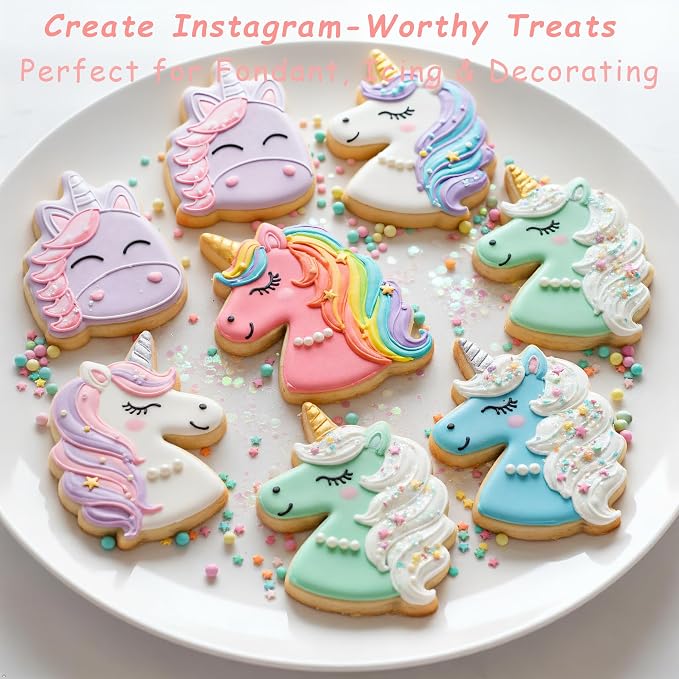 8 Pcs Unicorn Cookie Cutters with Plunger Stamps Set 3D Cute Animal Cracker Embossed Cookie Stamps for Baking Birthday Party Supply Chese Pie Biscuit Fondant Kitchen Bakeware Tool Christmas