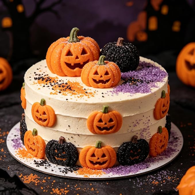 Sentovac 4-Colors Halloween Sanding Sugar for Baking Edible Sparkling Coarse Sugar Crystals Sprinkles for Cake Cookie Cupcake Topper Ice Cream Decoration Supplies（Orange Purple Black White）