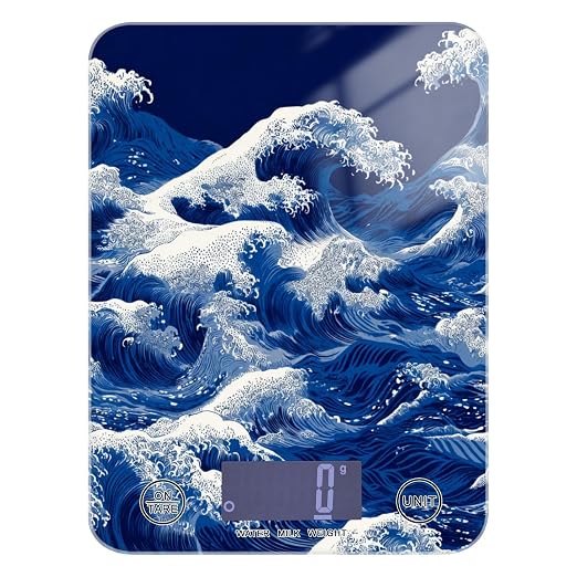 Food Scale Kitchen Scale Food Weight Scales Digital Weight Grams and Ounces Small Electronic Food Scale for Baking Cooking Japanese Deep Blue Sea Waves