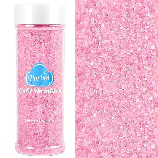 Pink Sprinkles Sanding Sugar for Baking, 6.35oz/180g Edible Sparkling Sugar Crystals, Decorating Sugar Sprinkles for Cakes Cupcakes Cookies Ice Cream