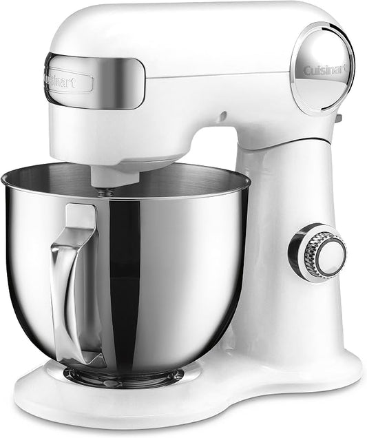 Cuisinart SM-50FR 5.5-Quart Stand Mixer, Brushed Chrome, White (Renewed)