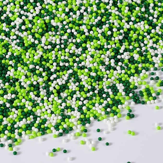 St Patrick's Day Sprinkles 7 oz White and Green Nonpareils Sprinkles Edible Cookie Decorations 2mm Mini Pearls for Decorating Cake, Baking, Cupcake Toppers, Ice Cream, Donuts (Irish Blessing Nonpareils)
