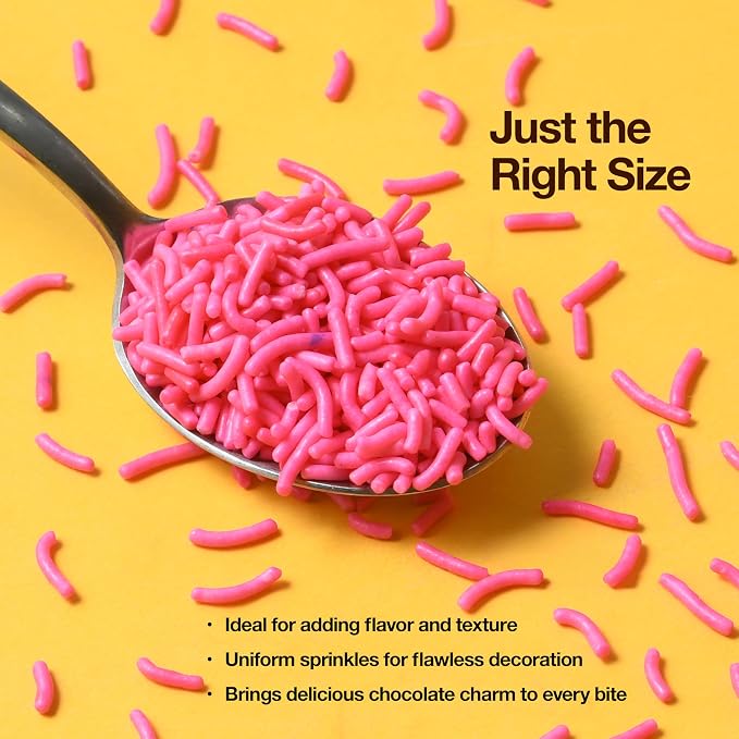 Pink Sprinkles 3 oz Bottle | Jimmies Sprinkles for Cake Decorating | Dessert Topping for Baking, Cupcakes, Cookies, Ice Cream, Holidays & Baby Showers