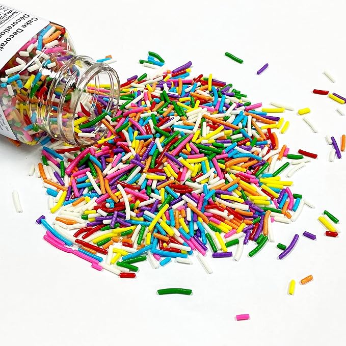 Homipooty Rainbow Jimmies Sprinkles for Cake Decorating 100g/3.5oz Rainbow Sprinkles Mix for Baking, Ice Cream Toppings, Cupcakes, Cookies, Donuts