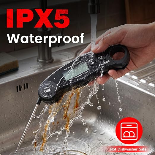 Meat Thermometer Digital, 1 Sec Instant Read, ±0.5°F, Waterproof | IPX5 Waterproof, Large Backlit Display, Magnetic Back, 4.1-Inch Probe, for Grilling, BBQ, Smoker and Cooking