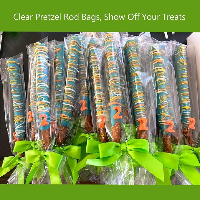 Morepack Self Sealing Cellophane Bags,2x10 Inches Clear Resealable Cellophane Pretzel Rod Bags, 200 Pcs