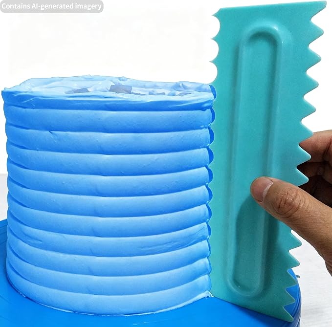 Cake Scraper set of 8 Pack Cake Edge Tools Decorating Icing Smoother Comb,Plastic Sawtooth Decorating Mousse Butter Cream Polisher-16 Design Textures-Blue