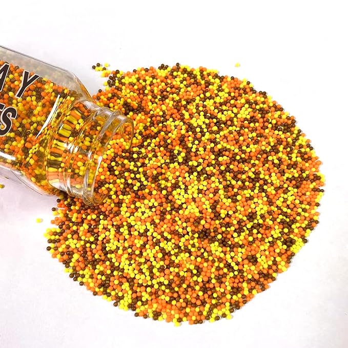 PhilaeEC Autumn Nonpareils Sprinkle Fall 2mm Mini Orange Yellow Brown Peals Sprinkle Edible for Cake Decoration Cupcake Topper Cookie Baking Decorations Halloween Christmas Thankgiving Supplies