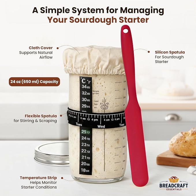 Silicone Sourdough Bread Proofing Basket – 7-Piece Complete Sourdough Starter Kit with 9" Round & 10" Oval Non-Stick Bannetons, Bread Lame, Danish Dough Whisk, Bench Scraper & Silicone Mat