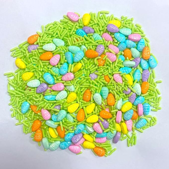 PhilaeEC Easter Egg Green Jimmies Mix Sprinkles Edible for Cake Decoration Sprinkles Baking Cookie Cupcake Toppers Decoration Vanlentine Easter St Patricks Supplies 105g/3.7oz