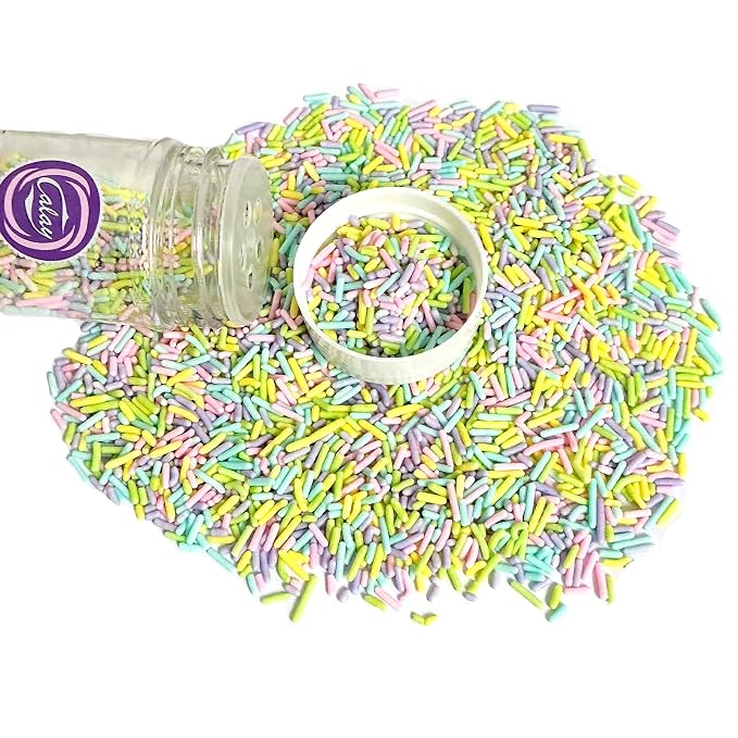Homipooty Easter Jimmies Sprinkles Edible Pastel Pink, Purple, Blue, Green, Yellow Soft Jimmies for Cake Decorating 78g/2.75oz Cookie Cupcake Topper Ice Cream