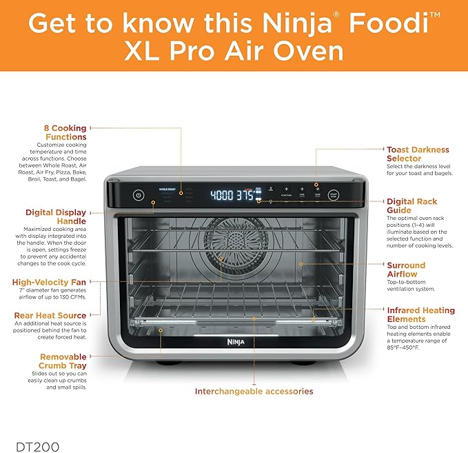 Ninja-DT200-Foodi-8-in-1-XL Pro Air Fry Oven Large Countertop Convection Oven (Renewed)