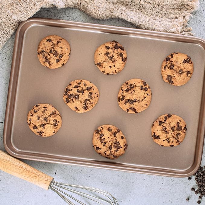 HAPPIELS 9x13 inch Nonstick Quarter Sheet Pan 2-Pack, PFOA & BPA Free | Rimmed Baking Sheet Set, Premium Quality Non-Stick Cookie Sheets for Baking