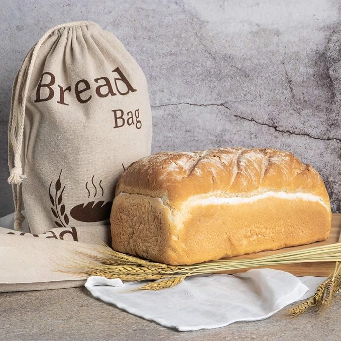 Bread Bag 2 Pack Natural Linen | Food Storage Bag | Linen Cotton Blend | 38x27 cm | Eco Product | Plastic Free
