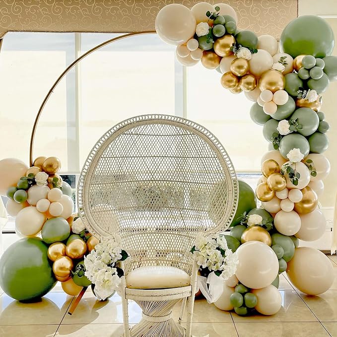 Voircoloria 130pcs Sage Green Balloons Different Sizes 18" 12" 10" 5" Olive Green Balloons for Birthday Graduation Baby Shower Wedding Anniversary New Year Party Decorations