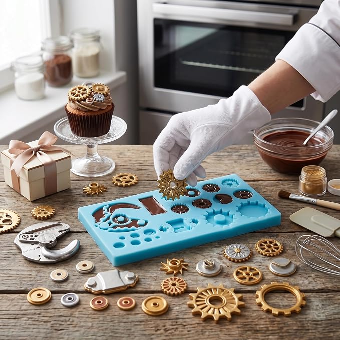 Steampunk Gear Fondant Silicone Mold for Cake Decorating Cupcake Topper Chocolate Candy Gum Paste Polymer Clay