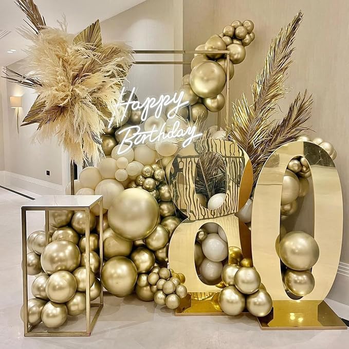 Jobkoo Metallic Gold Balloons, 50Pcs 10Inch Light Gold Chrome Balloons Champagne Gold Party Balloons Golden Helium Latex Balloon for Birthday Valentines Day Anniversary Boho Wedding Party Decorations