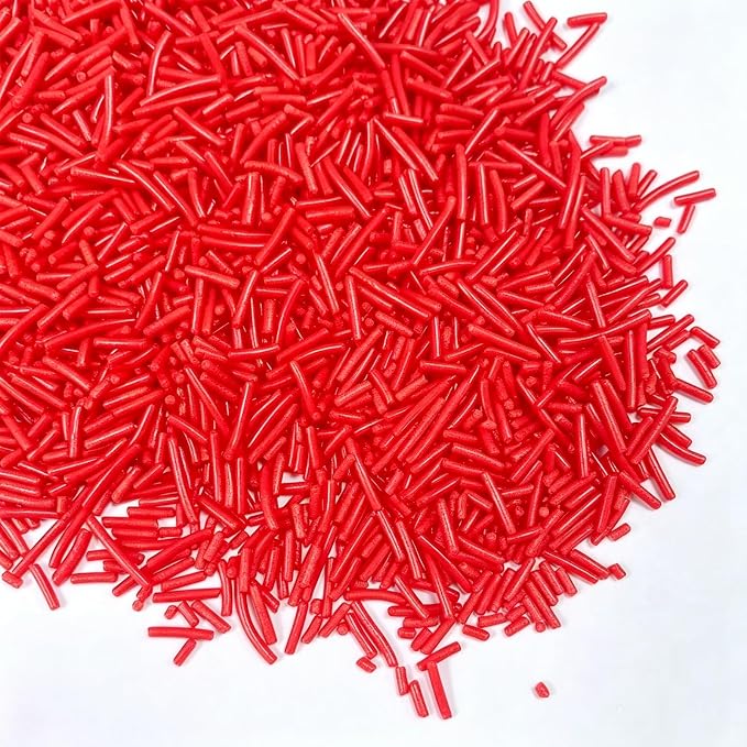 Sentovac Red Jimmies Sprinkles Edible for Cake Decorating Red Sprinkles Sugar Candy Cookie Cupcake Topper Ice Cream Baking Decorations Wedding Halloween Christmas Supplies 3.53oz