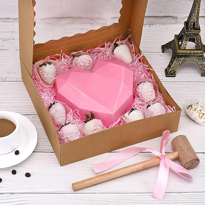 Tcoivs 30-Pack Pie Boxes 10" x 10" x 2.5", Bakery Boxes with Window, Auto-Popup Cookie Boxes for Muffins, Donuts and Pastries (Brown)