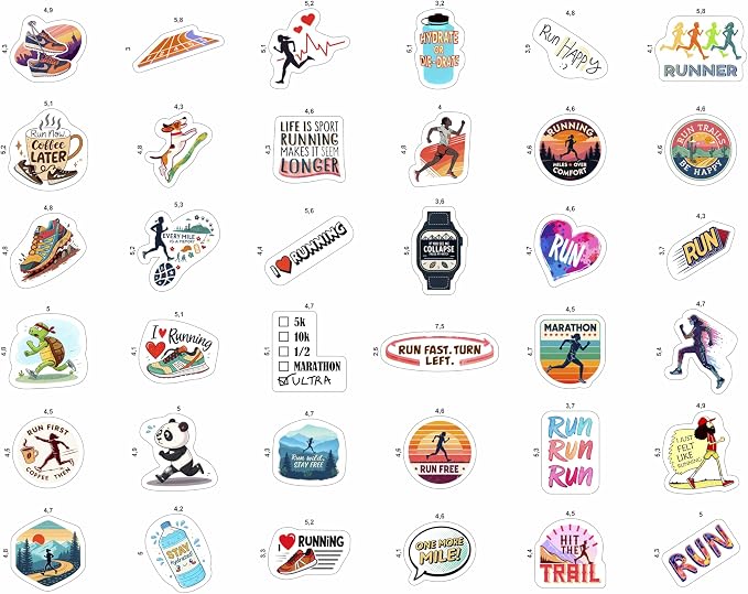 100Pcs Running Stickers for Water Bottles, Run Stickers, Runner Decals - Gifts for Runners - Running Party Supplies - Gift for Women & Men