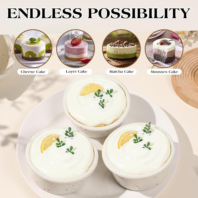 4 Inch Silicone Round Cake Pans with Metal Reinforced Frame, Nonstick Mini Smash Cake Molds for Baking, BPA Free – Set of 2 for Baby's First Birthday, Small Cakes, Desserts (Cream)
