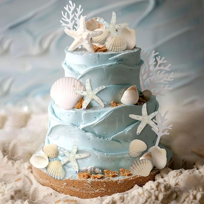 Beach Seashells Cake Decorations Under the Sea Cake Topper Under the Sea Birthday Party Decorations Starfish Shells Ocean Cake Topper Summer Beach Party Supplies