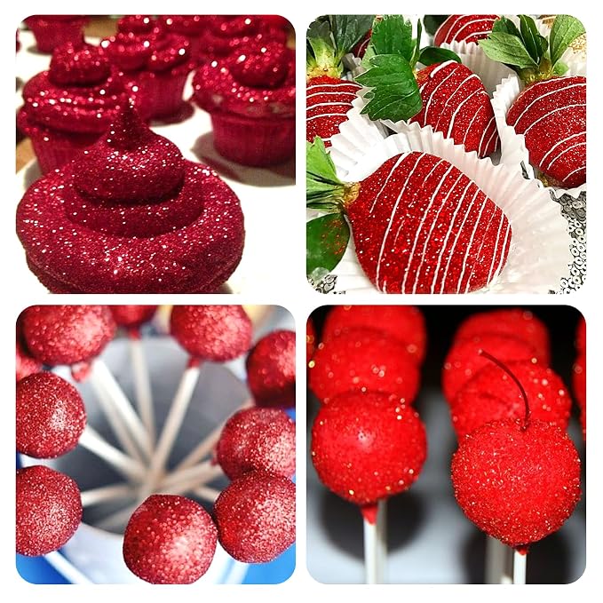 Red Edible Glitter - 15g Edible Glitter Spray Food Grade Red Drink Glitter for Christmas Holiday Baking, Cakes, Cookies, Cake Pops, Chocolate, Strawberries, Cocktails & Beverages