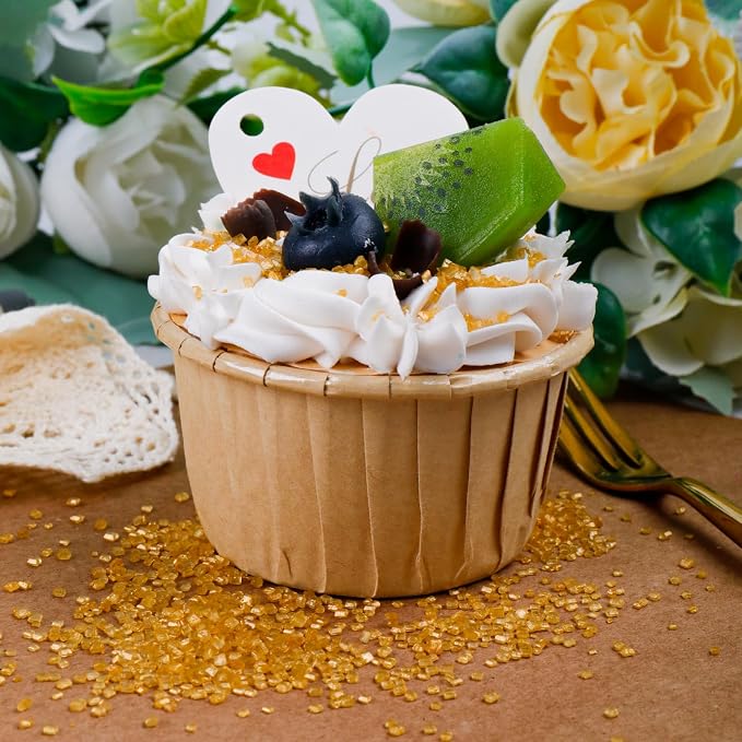 Gold Sanding Sugar - Sparkling Sugar Crystals for Baking Decorations (130g/4.6oz) - Edible on Cookies, Cupcakes, Cakes, Ice Cream | Wedding, Party, Valentines Sugar Sprinkles