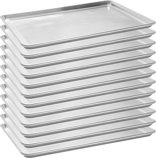 12 Pack Full Size Perforated Aluminum Baking Sheet, 26 x 18 in | NSF, Aluminum Commercial Cookie Sheets, Non-Stick, Oven Safe Up to 500℉