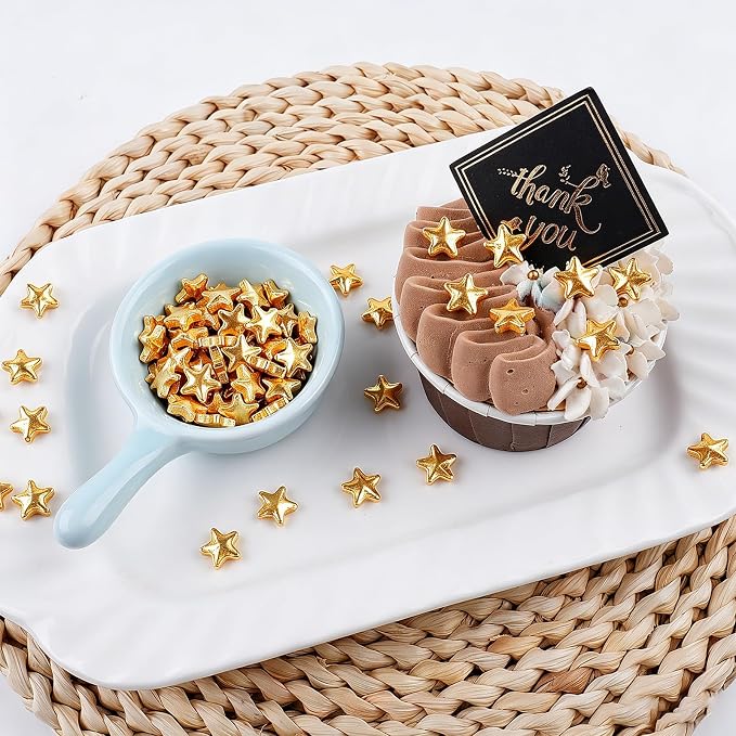 Gold Stars Sprinkles for Cake Decorating, Edible Sprinkles 130g/4.6oz, Baking Cupcakes, Donuts, MacaronsToppings