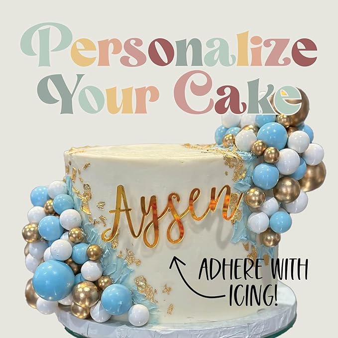 Custom Cake Name Plate | Custom Cake Topper Name for Birthday Party Shower Wedding | 40+ Color, Font, and Size Options | Wedding Place Card Birthday Decoration Made of Acrylic