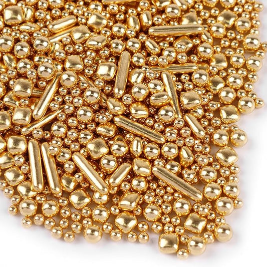 Gold Sprinkles for Cake Decorating 3.5 Ounces, Edible Gold White Silver Sprinkles for Cupcake Topper, Cookiess, Perfect for Wedding, New Year’S Eve Party (Gold Pearl)