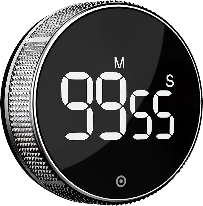 BlueSnail Kitchen Timer with LED Digital Display Smart Efficana for Home Classroom Gym Office, Volume and Brightness Adjustable Productivity Timer (Silvery)