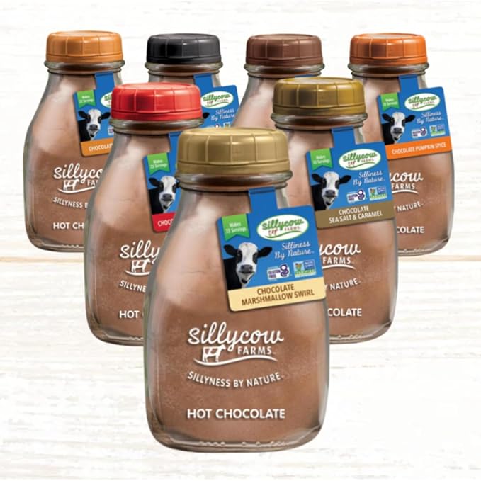 Sillycow Farms Marshmallow Swirl Hot Chocolate | Gluten-Free | Non-GMO | Hot Cocoa Mix with Dutch Processed Cocoa Powder | Made with Real Ingredients | 16.9 oz Glass Bottle (Pack of 2)