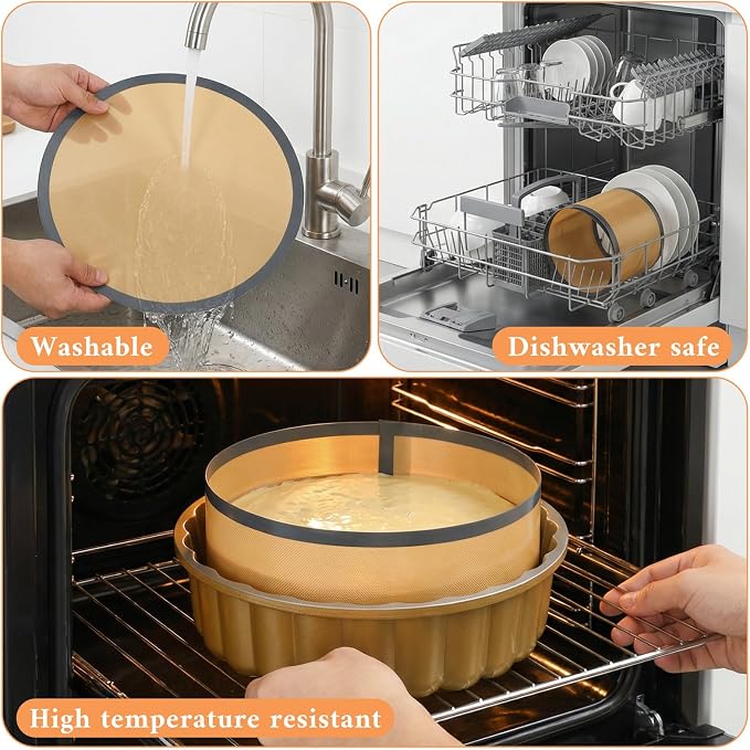 4 Set Silicone Baking Mat for Springform Pan 4/7/9/10 Inch, Prevent Cake From Sticking to Bottom and Side, Easy Clean Nonstick Silicone Liners Baking Mat for Baking Cheesecake Pan