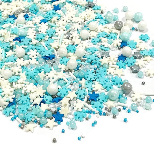 Homipooty Snowflake Sprinkles for Cake Decorating 85g/2.99oz Edible Snowflake Pearl Sugar Sprinkle for Baking, Cookies, Ice Cream, Cupcake Toppers, Halloween Christmas Supplies